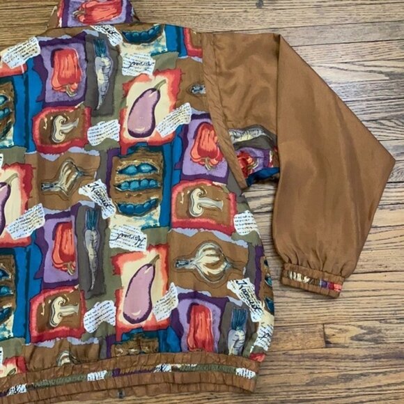 VTG EVR Silk Bomber Jacket Women Small Novelty Print Multi Windbreaker Halloween - Picture 13 of 13